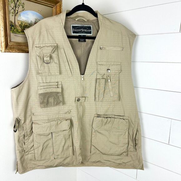 Field & Stream Fishing Outdoors Vest Mesh Lined Vented Men's Size XXL Khaki - Picture 1 of 4